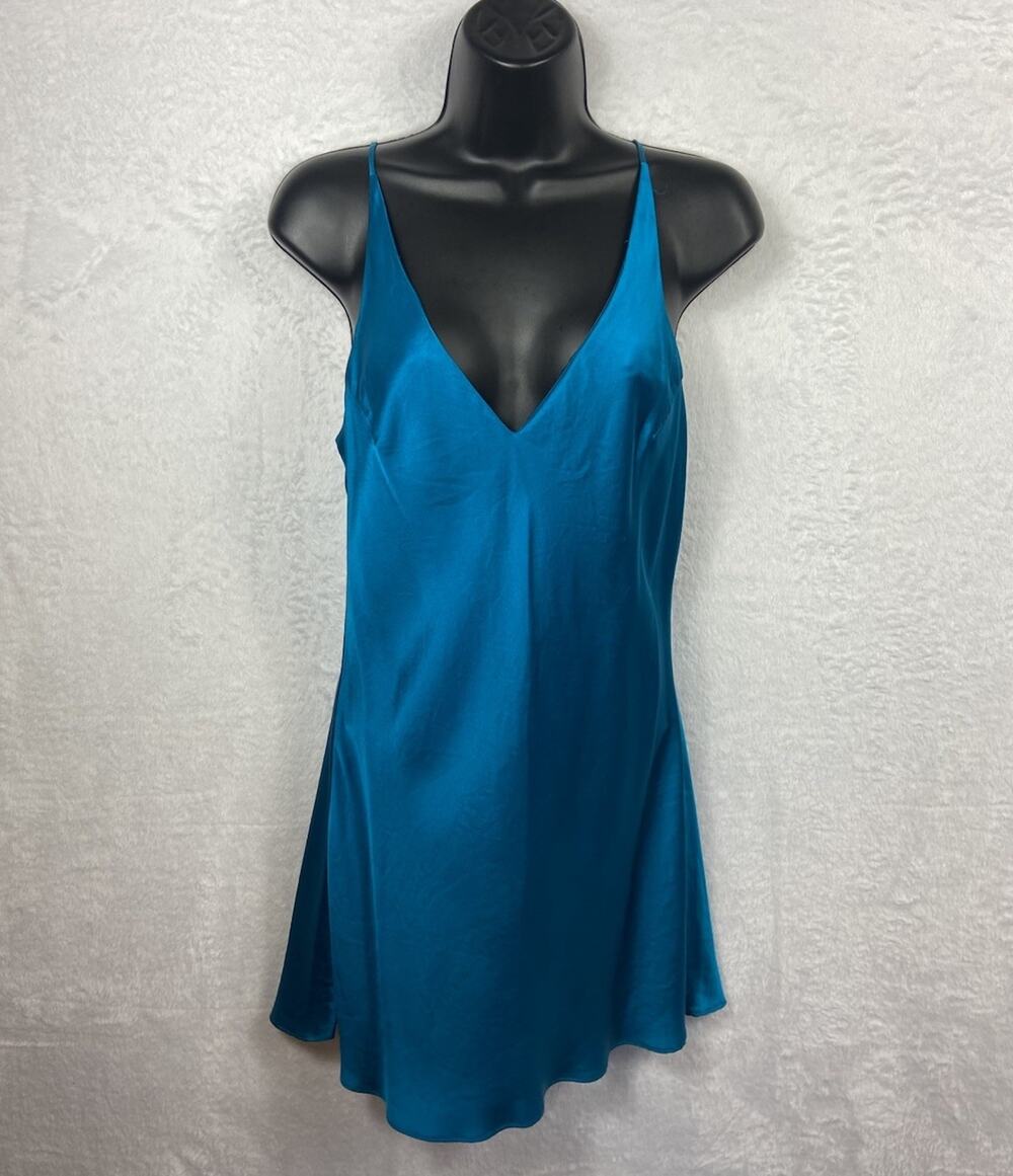 Victoria’s Secret Vintage 90’s 100% Silk ChemiseNightie Women’s S Turquoise